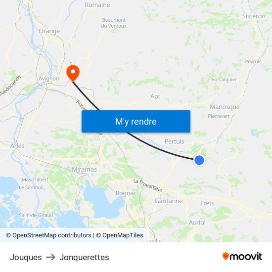 Jouques to Jonquerettes map