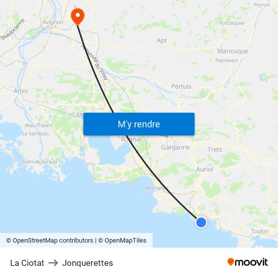 La Ciotat to Jonquerettes map