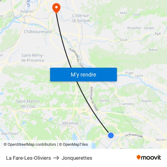 La Fare-Les-Oliviers to Jonquerettes map