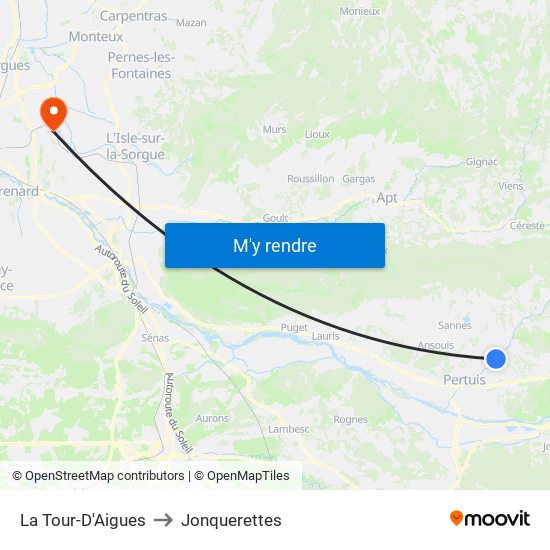La Tour-D'Aigues to Jonquerettes map