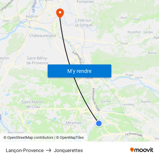 Lançon-Provence to Jonquerettes map