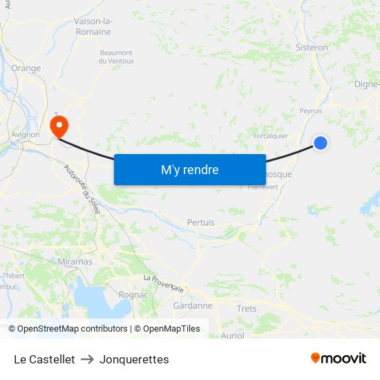 Le Castellet to Jonquerettes map