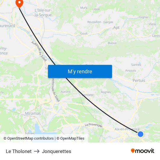 Le Tholonet to Jonquerettes map