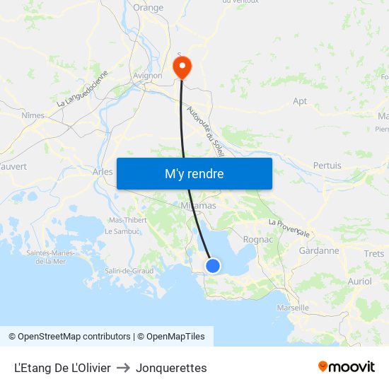 L'Etang De L'Olivier to Jonquerettes map