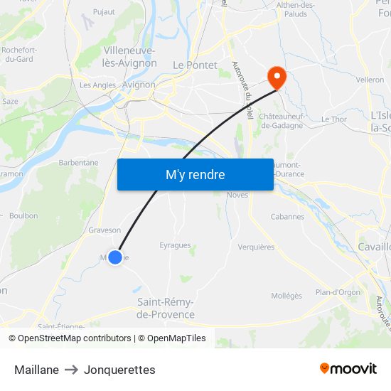 Maillane to Jonquerettes map