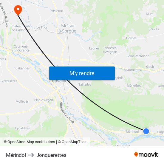 Mérindol to Jonquerettes map