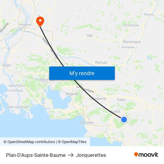Plan-D'Aups-Sainte-Baume to Jonquerettes map