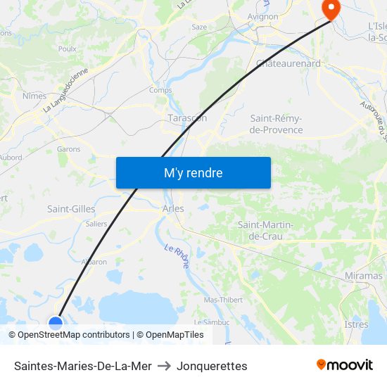 Saintes-Maries-De-La-Mer to Jonquerettes map