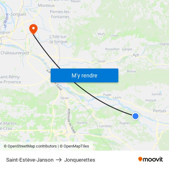 Saint-Estève-Janson to Jonquerettes map