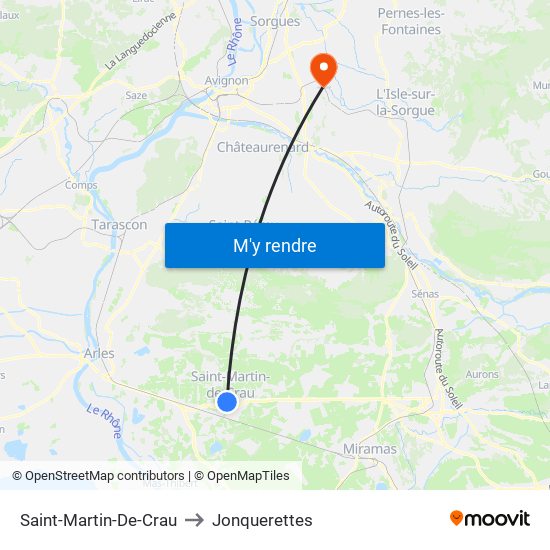 Saint-Martin-De-Crau to Jonquerettes map