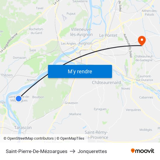 Saint-Pierre-De-Mézoargues to Jonquerettes map