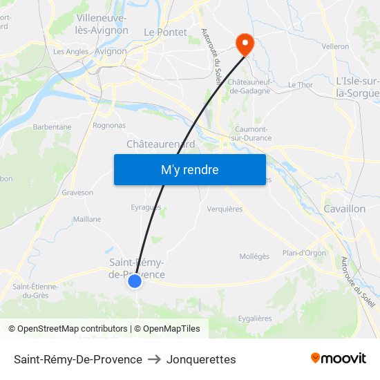 Saint-Rémy-De-Provence to Jonquerettes map