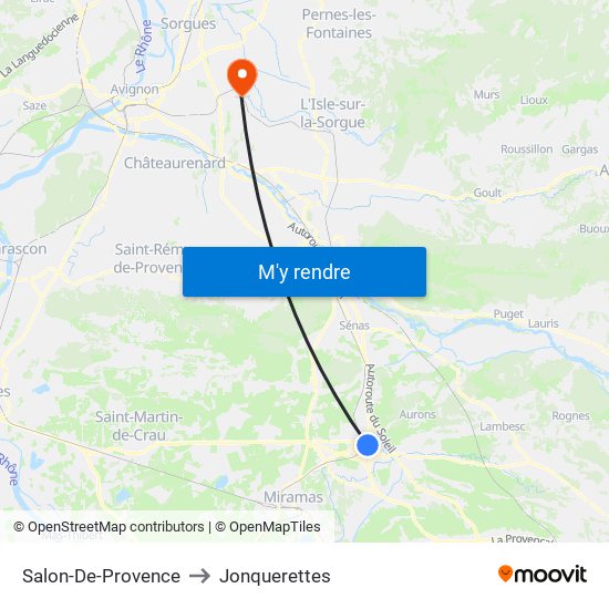 Salon-De-Provence to Jonquerettes map