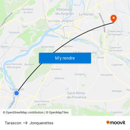 Tarascon to Jonquerettes map