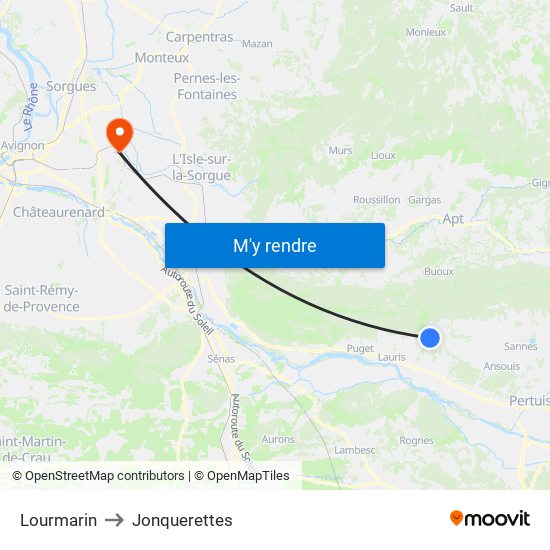 Lourmarin to Jonquerettes map