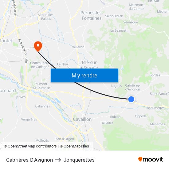 Cabrières-D'Avignon to Jonquerettes map