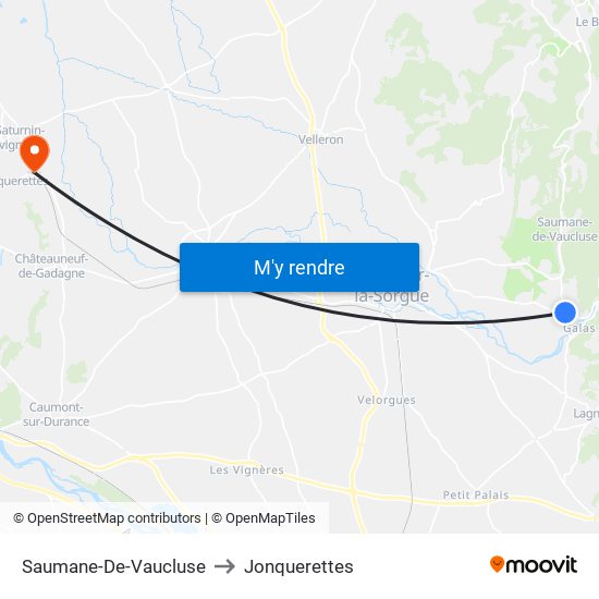 Saumane-De-Vaucluse to Jonquerettes map