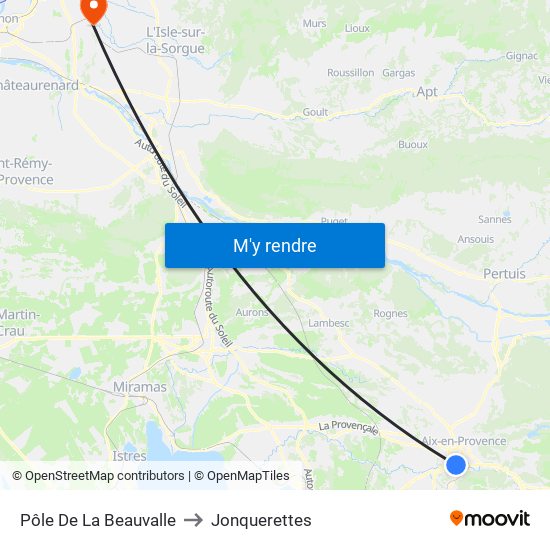 Pôle De La Beauvalle to Jonquerettes map