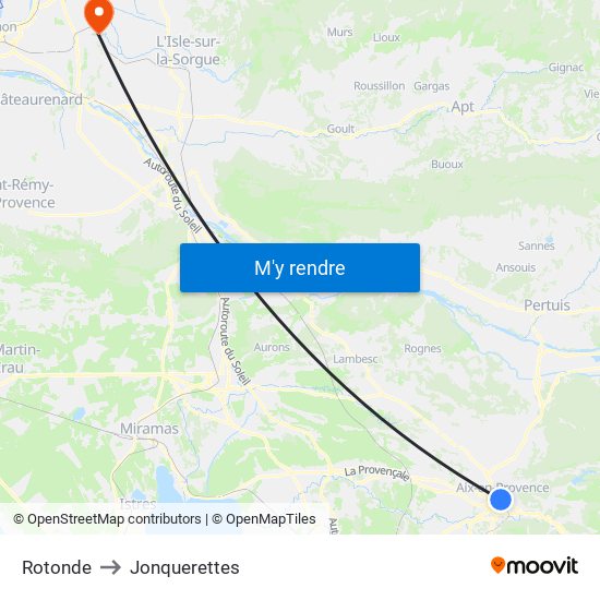 Rotonde to Jonquerettes map