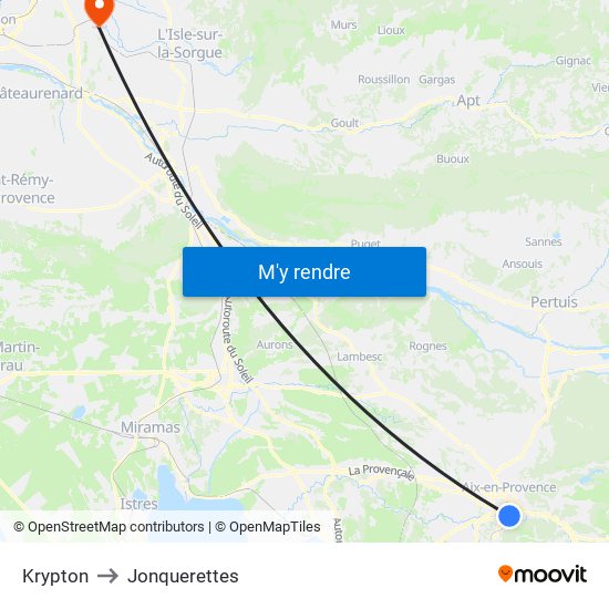 Krypton to Jonquerettes map