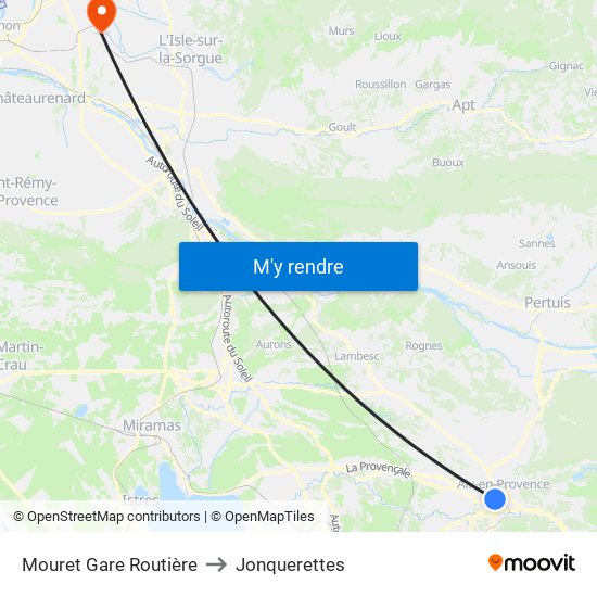 Mouret Gare Routière to Jonquerettes map