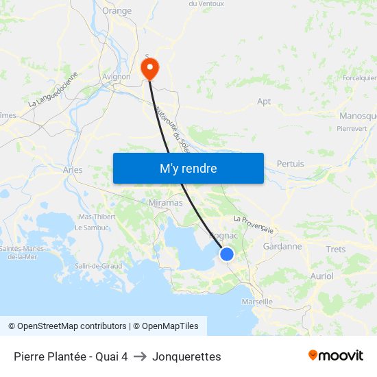 Pierre Plantée - Quai 4 to Jonquerettes map