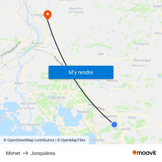 Mimet to Jonquières map