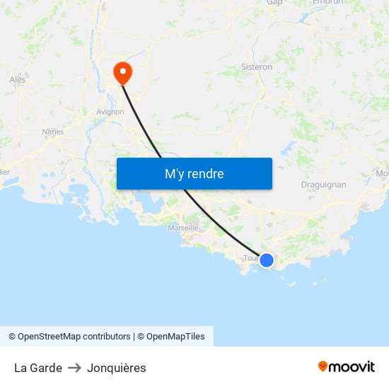 La Garde to Jonquières map
