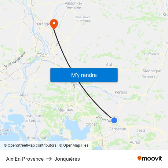 Aix-En-Provence to Jonquières map