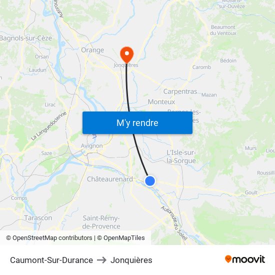 Caumont-Sur-Durance to Jonquières map