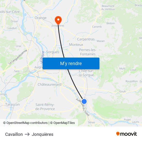 Cavaillon to Jonquières map