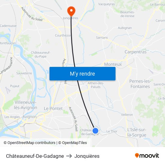 Châteauneuf-De-Gadagne to Jonquières map