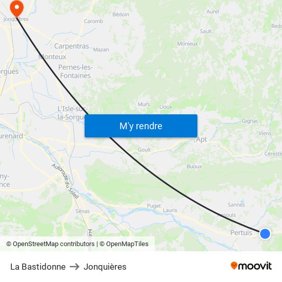 La Bastidonne to Jonquières map