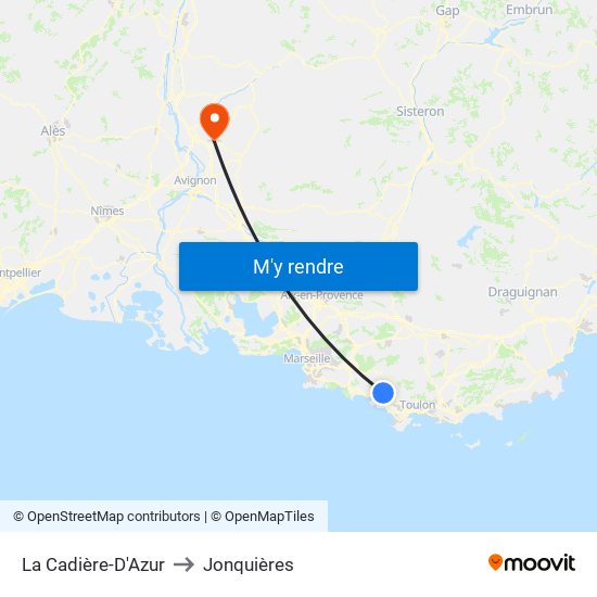 La Cadière-D'Azur to Jonquières map