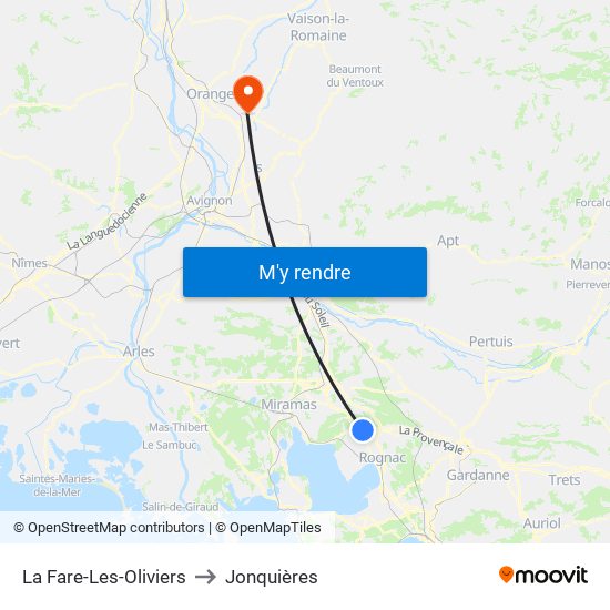 La Fare-Les-Oliviers to Jonquières map