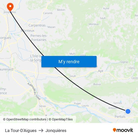La Tour-D'Aigues to Jonquières map