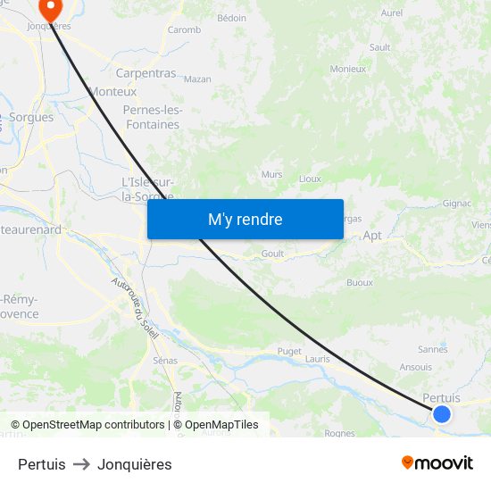 Pertuis to Jonquières map