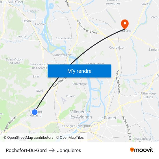 Rochefort-Du-Gard to Jonquières map