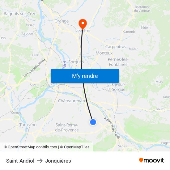 Saint-Andiol to Jonquières map