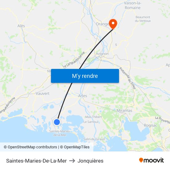 Saintes-Maries-De-La-Mer to Jonquières map