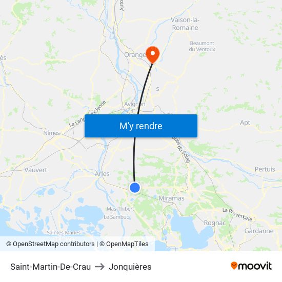 Saint-Martin-De-Crau to Jonquières map