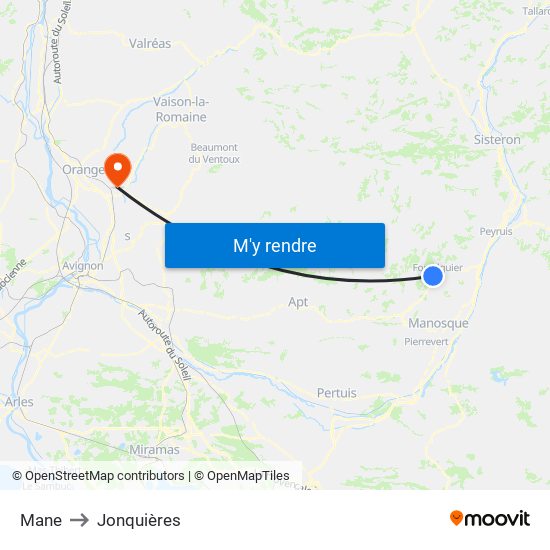 Mane to Jonquières map