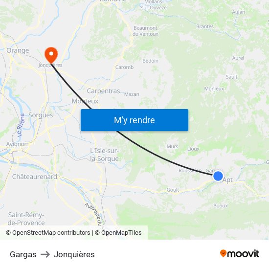 Gargas to Jonquières map
