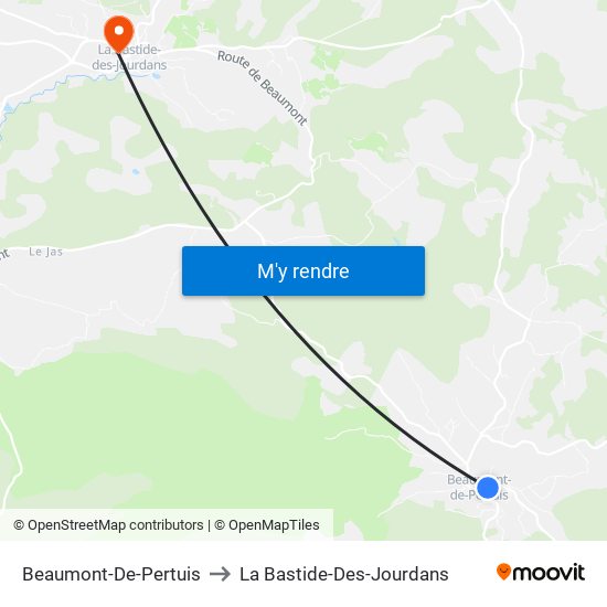 Beaumont-De-Pertuis to La Bastide-Des-Jourdans map