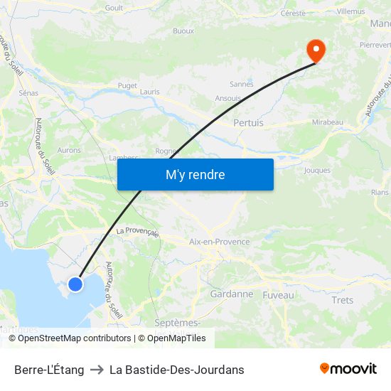 Berre-L'Étang to La Bastide-Des-Jourdans map