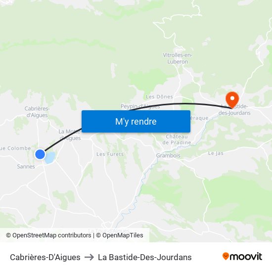 Cabrières-D'Aigues to La Bastide-Des-Jourdans map