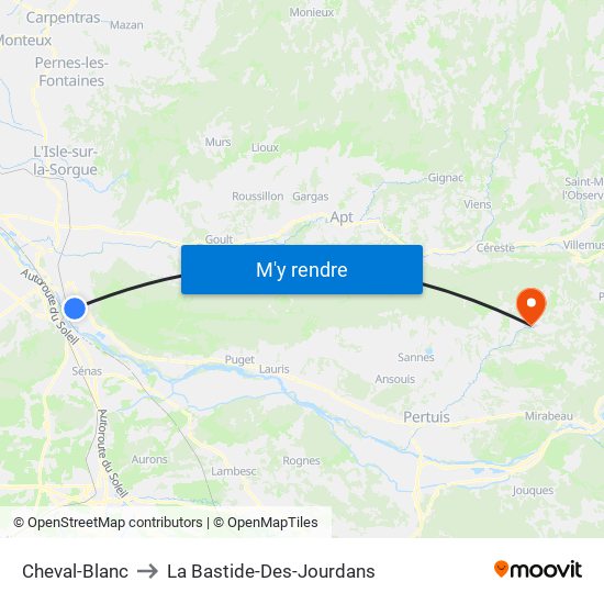 Cheval-Blanc to La Bastide-Des-Jourdans map