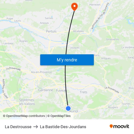 La Destrousse to La Bastide-Des-Jourdans map