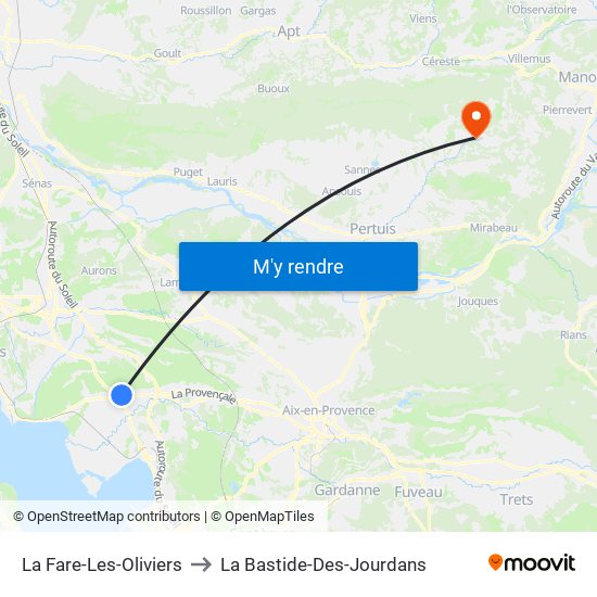 La Fare-Les-Oliviers to La Bastide-Des-Jourdans map