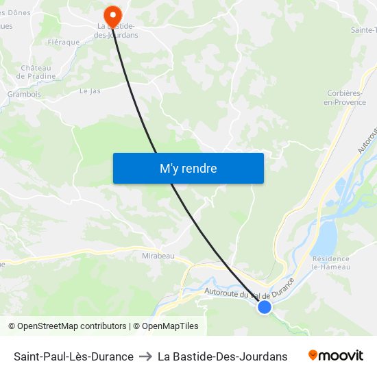 Saint-Paul-Lès-Durance to La Bastide-Des-Jourdans map